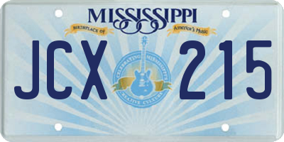 MS license plate JCX215