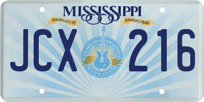 MS license plate JCX216