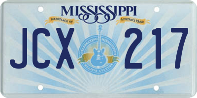 MS license plate JCX217