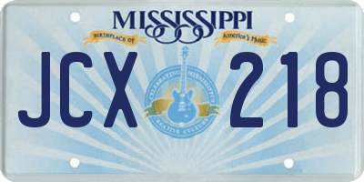 MS license plate JCX218