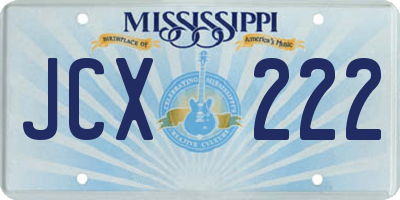 MS license plate JCX222
