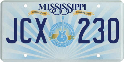 MS license plate JCX230
