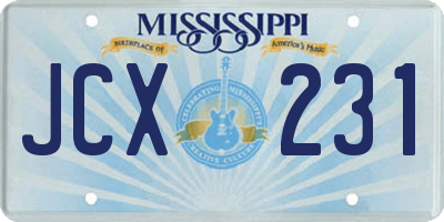 MS license plate JCX231
