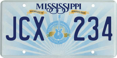 MS license plate JCX234