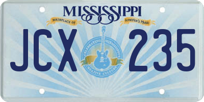 MS license plate JCX235
