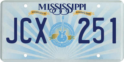 MS license plate JCX251