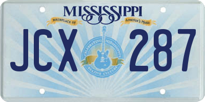 MS license plate JCX287