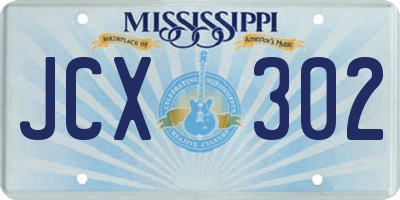 MS license plate JCX302