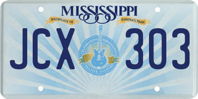 MS license plate JCX303