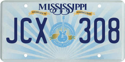 MS license plate JCX308