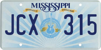 MS license plate JCX315