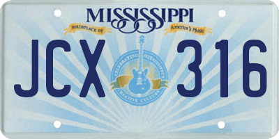 MS license plate JCX316