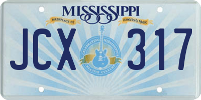 MS license plate JCX317