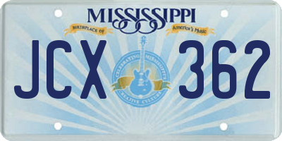 MS license plate JCX362