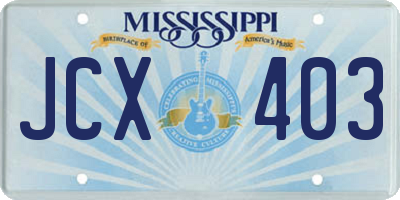 MS license plate JCX403