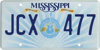 MS license plate JCX477