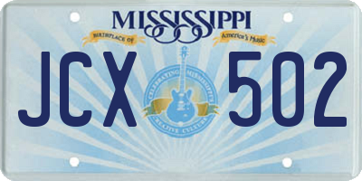 MS license plate JCX502