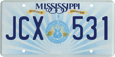 MS license plate JCX531