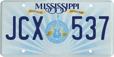 MS license plate JCX537