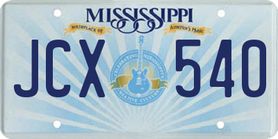 MS license plate JCX540