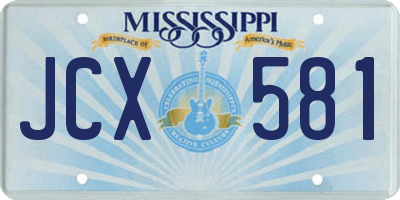 MS license plate JCX581