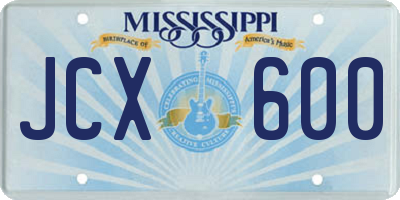MS license plate JCX600