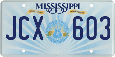 MS license plate JCX603