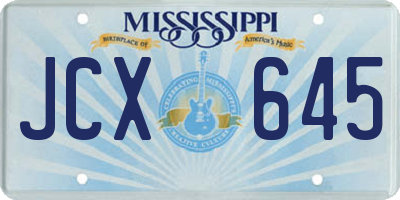 MS license plate JCX645
