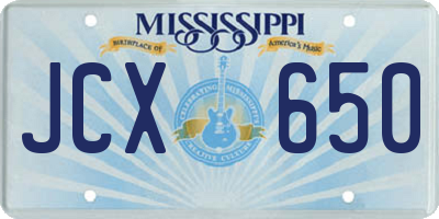 MS license plate JCX650