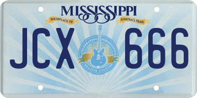 MS license plate JCX666