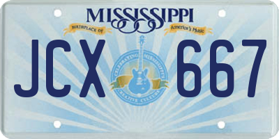 MS license plate JCX667