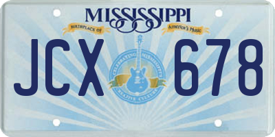 MS license plate JCX678
