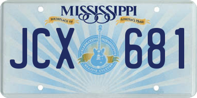 MS license plate JCX681