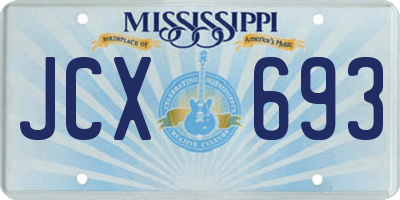 MS license plate JCX693