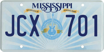 MS license plate JCX701