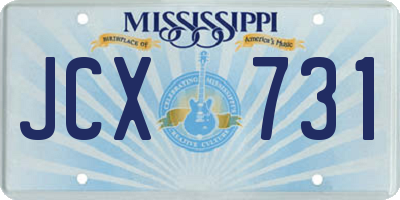 MS license plate JCX731