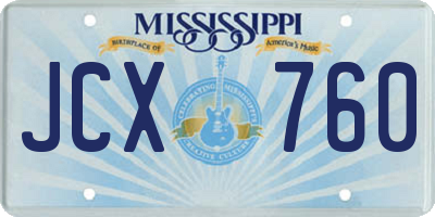 MS license plate JCX760