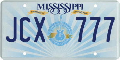 MS license plate JCX777