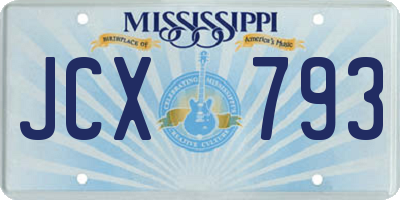 MS license plate JCX793