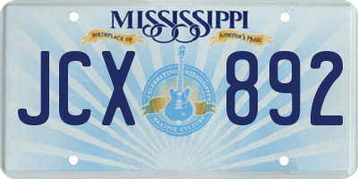 MS license plate JCX892
