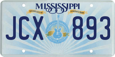MS license plate JCX893