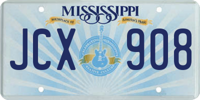 MS license plate JCX908