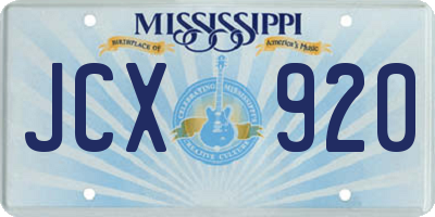 MS license plate JCX920
