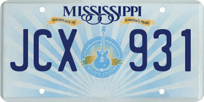 MS license plate JCX931