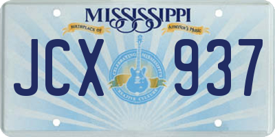 MS license plate JCX937