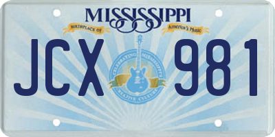 MS license plate JCX981