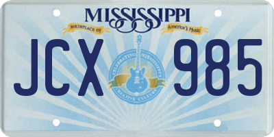 MS license plate JCX985