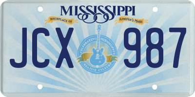 MS license plate JCX987