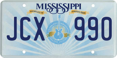 MS license plate JCX990