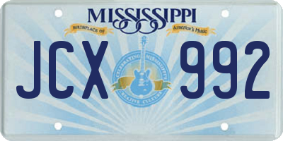 MS license plate JCX992
